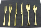 Flatware Set 18/10 Stainless Steel Mirror Polished Golden Cutlery Set - Silverware Utensil Set of Steak Knife Dinner Fork Knife Spoon Salad Fork Dessert Spoon,6 Piece Service for 1