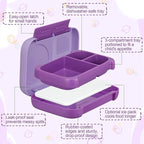 Bento Box for Kids,Kids Bento Lunch Box with Built-in Ice Pack for School,3 Compartments Leak Proof Lunch Container with Utensils for Girl Boy;BPA Free,Microwave & Dishwasher Safe, 44oz(Purple)