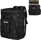 25L Insulated Cooler Backpack with Waterproof Zipper & Multi-Compartment Design Leakproof Lunch Bag for Beach, Camping, Office - Spacious Thermal Light-Weight Backpack for Men and Women-Black
