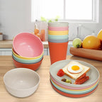36 pcs Wheat Straw Dinnerware Sets DAPIPIK Unbreakable Reusable Dinnerware Set ，Lightweight Camping Plates Cups and Bowls Set. Dishwasher Microwave Safe Dinnerware