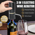 Electric Wine Dispenser, Aerator, Vacuum Wine Pump with Touch LED Display, Wine Temperature Monitor, One Touch Automatic Wine Pourer with USB Rechargeable, Gifts for Men & Women Wine Lovers (Black)