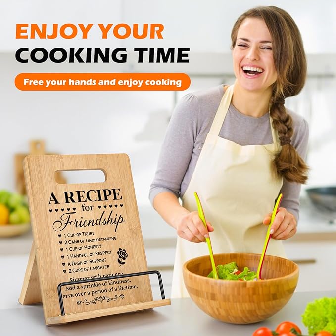 Friendship Gifts for Women, Birthday Gifts for Women Friendship Cookbook Stand, Best Friends Gifts for Women Friends Sister Bestie, Friend Gifts for Birthday Christmas Long Distance Cookbook Holder