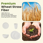 Homienly 40- Pieces Wheat Straw Dinnerware Set, Service for 8, Lightweight Roud Plates and Bowls Set, Unbreakable Dishes Set- Dinner Plates, Bowls, Cups,Microwave and Dishwasher Safe(White)