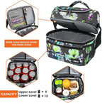 OPUX Lunch Box For Women, Insulated Large Lunch Bag Adult Work, Double Decker Lunchbox Meal Prep, Dual Compartment Leakproof Lunch Cooler, Lunch Pail Tote for Girls Kids School, Floral Gray 16 Cans