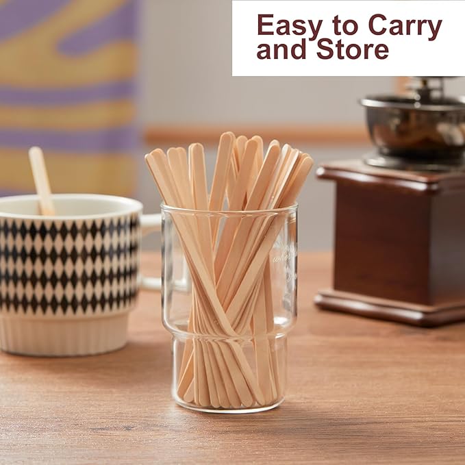 Wooden Coffee Stirrers, Thick Birch 5.5 Inches 1000PCS Disposable Coffee Stirrers Stir Sticks for Coffee & Cocktails, Natural Birch Biodegradabl Food Grade Stir Sticks for Coffee Bar