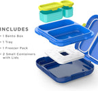 ZOKU - Bento Box with Ice Pack, Lunch Box for Kids, Easy to Carry and Clean, Freezer Pack Keeps Food Fresh, Fits Any Snack or Meal, Leakproof (Neat Bento) (Blue)