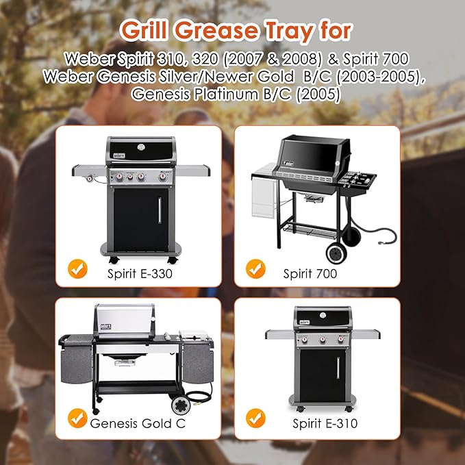 99250 Grease Tray for Weber Genesis 1000/2000/3000, Genesis Silver B/C&Gold B/C, Drip Pan Tray Replace for Weber Spirit E-310 E-320 SP-320 Series (2007-2012), Platinum B/C(2005 and Newer)