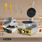 Dyna-Living Commercial Waffle Maker Restaurant, 1200W Professional Waffle Maker Commercial Waffle Iron Non-stick Classic Waffle Machine Electric Waffle Bowl Maker for Home, Hotel