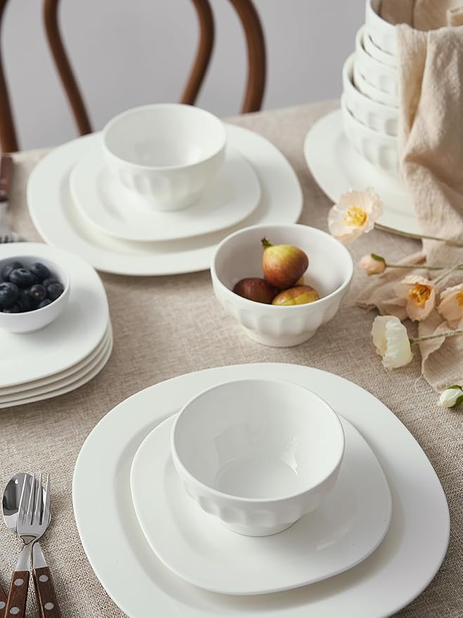 16 OZ Ceramic Soup/Cereal Bowls - White Bowls Set of 6 -Round Bowls for Cereal, Soup, Ice Cream, Fruit, Pasta, Salad, Rice - Dishwasher & Microwave Safe