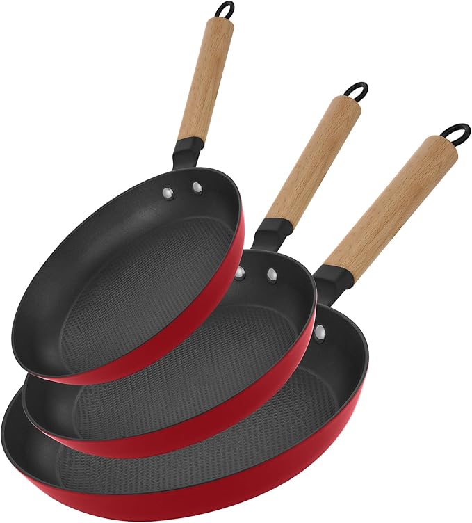 YUTANN Nonstick Frying Pan Set, 8" 10" 12" Ceramic Frying Pans, Pre-seasoned Cast Iron Pan Cookware Set with Removable Handle, Dishwasher Safe, Free of PFAS & PFOA, Compatible with All Stovetops