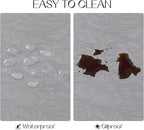 Romanstile Vinyl Placemats Set of 6-12 X 18 Inch - Heat Resistant Non-Slip Embossed Floral Place Mats 100% Waterproof Oilproof Wipeable Faux Leather Table Mats for Kitchen/Dining/Party, Grey