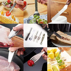 DUEBEL Professional Chef Plating Kit with Apron, 13 Piece Culinary Plating Set, Stainless Steel Plating Tool for Restaurant Plating, Home Cooking and Catering Event(Black)