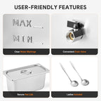 WILPREP Commercial Food Warmer with Six 1/3 Pans, 1500W Countertop Electric Warmer, 86-185°F Adjustable Temp Control & Over-Temp Protection, Stainless Steel Buffet Bain Marie