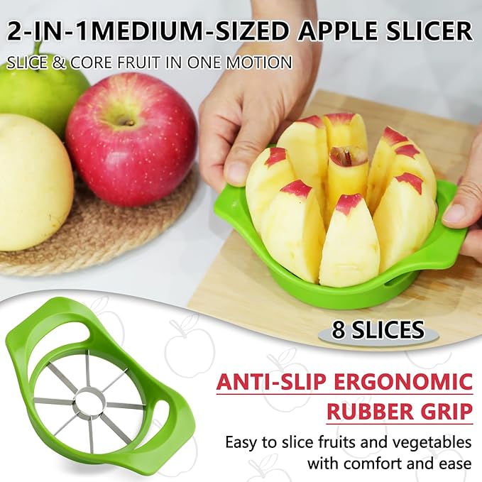 3.86 Inch Apple Slicer & Handheld Apple Peeler,Super Sharp Apple Cutter and Corer 8 Slices, Foldable Manual Rotating Apples Pear Peeler for Round Vegetables and Fruits