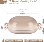 Enameled Cast Iron Sourdough Bread Oven, Dutch Oven, Loaf Cast Iron Bread Pan for Homemade Bread Baking, Meatloaf Pan with Lid, 7QT, Latte