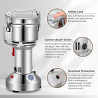 Grain Mill 300g Commercial Spice Grinder Electric 1200W Stainless Steel Pulverizer Dry Grinders for Grinding Wheat, Oats, Corn, Pepper, and Coffee Beans – Grinder for Kitchen.