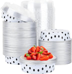 Beasea Mini Tart Pans with Lids 100 Pack, 4” 8oz Disposable Aluminum Baking Foil Tins Round Small White Black Dot Container for Individual Cupcake Dessert Muffin Ramekin Cheesecake Quiche Oven Dishes