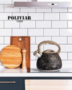 POLIVIAR Tea Kettle, Iron Grey Tea Pot Stovetop, 2.7 Quart Loud Whistling Coffee and Teapot, Food Grade Stainless Steel for Anti-Hot Handle and No-Rust, Suitable for All Heat Sources (JX2020-RB30)