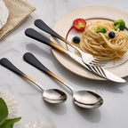 Colorful Silverware Set 20 Piece 18/0 Stainless Steel Flatware Black and Gold Handle Cutlery Set Service for 4 Fork Knife Spoon Set Mirror Finish Dishwasher Safe