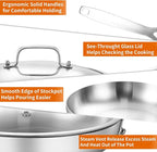 DELARLO Tri-Ply Stainless Steel 8 inch Frying Pan With Lid, Oven Safe Induction Skillet, Suitable for All Stoves Up to 600℉（Lids 300℉）