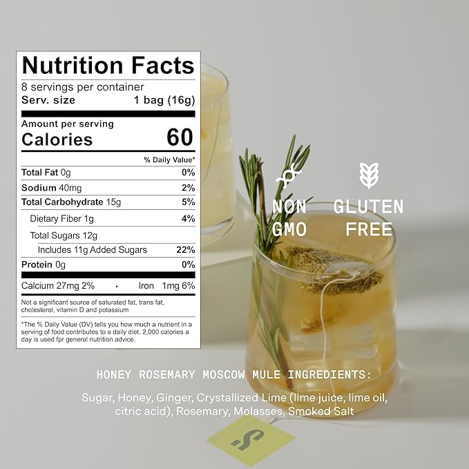 SAYSO Honey Rosemary Moscow Mule & Old Fashioned - Instant Cocktail or Mocktail Mixers - No Hot Water - Professionally Crafted - Home Bar - Organic Ingredients, 16-Pack