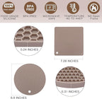 Silicone Trivets for Hot Dishes, 4 PCS Multipurpose Heat Resistant Mat Thick Silicone Hot Pads Pot Holders for Kitchen Counter, Flexible Jar Opener Food Grade Spoon Holder, Silicone Coasters (Almond)