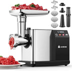 AAOBOSI Meat Grinder Electric 3000W Max with Touch Color Screen, Auto-Reverse & Built-in Storage - 3 Speed Settings,Grinding, Sausage & Kibbe Making for Home Use, Stainless Steel