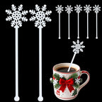 30pcs Snowflake Drink Stirrers Christmas Plastic Swizzle Sticks Beverage Winter Stir Sticks Reusable Coffee Cocktail Stirrers Bar Supplies for Cocktail Xmas Party Decor Winter Holiday Cocoa Bar