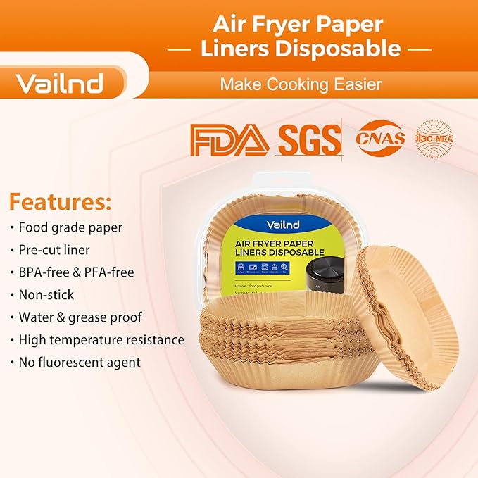 360 Pcs Air Fryer Liners Disposable, 8" Square Air Fryer Paper Liners, Unbleached Parchment Paper for Air Fryer Basket, Non-Stick & Leakproof Baking Liner for Microwave Oven Pan