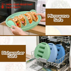Silicone Taco Holder Plates Set of 3 - Reusable Taco Stand Plates with 4-Shell Slots, Oven/Microwave/Dishwasher Safe, Non-Slip Base for Tortillas Party Serving, Family Dinner & Meal Prep Accessories