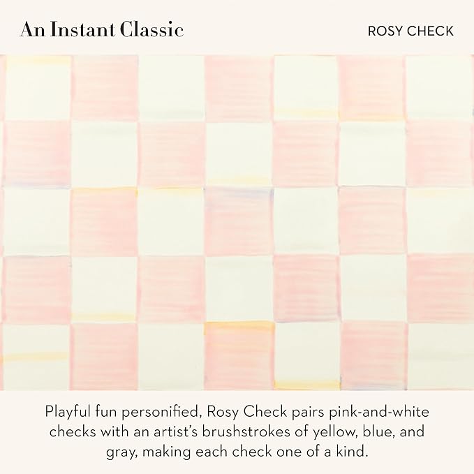 MACKENZIE-CHILDS Enamel Square Baking Pan for Oven, Square Oven Pan, 8", Pink-and-White Rosy Check