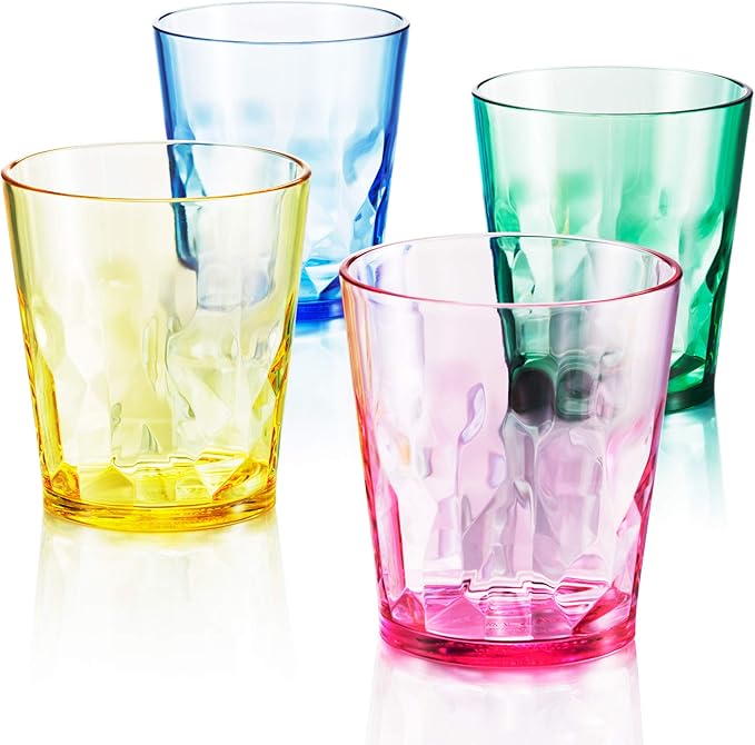 SCANDINOVIA - 8 oz Unbreakable Premium Juice Glasses Kid Cups- Set of 4 - Super Grade Acrylic Plastic Tumbler Cups - Perfect for Gifts - BPA Free - Dishwasher Safe - Stackable - Reusable