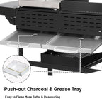 2 in 1 Propane Griddle Grill Combo 38200 BTU, 4-Burner Propane Gas BBQ Grill with 2 Foldable Side Table for Outdoor Cooking Camping Patio Backyard (propane+griddle)