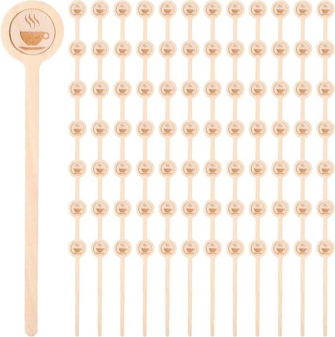 200 Pcs Coffee Stir Stirrers, 5.9 Inch Natural Wooden Coffee Mixer Stick With Round Ends Swizzle Drink Sticks Disposable Stir Sticks for Coffee Cocktails Milk Tea Honey Hot Chocolate