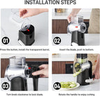 VEKAYA Cheese Grater, Cheese Grater Hand Crank, 4 Interchangeable Blades Cheese Shredder, Vegetable Slicer, Non-slip Suction Base, Easy to Clean Rotary Grater with Handle (Black)