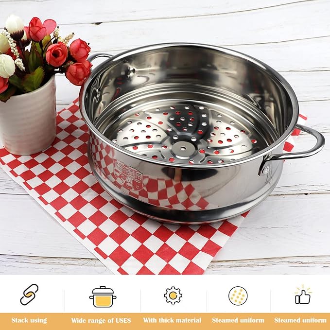 Stainless Steel Steamer Pot 7.8 Inches Round Cooking Rack Food Steamer Basket Insert for Kitchen Dim Sum Dumplings Bun(20cm)