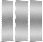 3 Pieces Stainless Steel Cake Scraper 10 Inch and 9 Inch Large Double Sided Patterned Edge Stripe Edge Smoother Scraper Cake Decorating Comb Pastry Cutter for Butter Mousse Cream Decoration