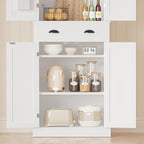 IRONCK Kitchen Pantry Storage Cabinet 72.6" H x 24" W, with Barn Doors, Drawer, 4 Adjustable Shelves, Freestanding Cupboard, Laundry, White