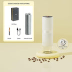 Portable Electric Coffee Grinder, Rechargeable Handheld Grinder with Stainless Steel Conical Burr, Adjustable Grind Settings, for Espresso, Moka, Pour Over, French Press, Cold Brew, Marshmallow