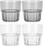 uxcell Clear Plastic Reusable Drinking Glasses, 6.8oz Drinking Glasses Set Plastic Water Cup Unbreakable Stackable for Beer Cocktail Water Juice Whiskey(Transparent/Gray, 4Pcs)