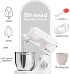 Kitchen in the box Stand Mixer, 5QT+4.5QT Two bowls Electric Food Mixer, 10 Speeds 3-IN-1 Kitchen Mixer for Daily Use with Egg Whisk,Dough Hook,Flat Beater (Frost White, 5QT)