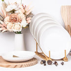 Set of 6 Dinner Plates 8 Inch, White Porcelain Plates, Microwave Oven Dishwasher Safe Scratch Resistant