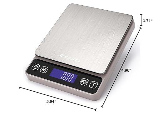 KitchenTour Digital Kitchen Scale - 500g/0.01g High Accuracy Precision Multifunction Food Meat Scale Jewelry Lab Carat Powder Scale with Back-Lit LCD Display(Batteries Included) Grey