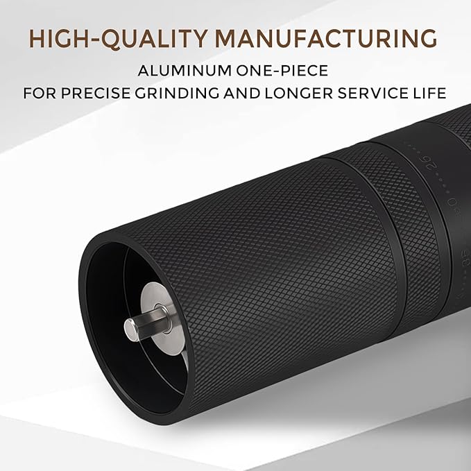 Manual Coffee Grinder with 60 Adjustable Speed Coarse, Portable Hand Coffee Bean Mill with Double Bearing Positioning, Manual Grinder for Travel Camping Office Espresso Pour Over