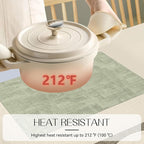 Romanstile Reversible Vinyl Placemats Set of 6, Faux Leather 100% Waterproof Oil-Proof Wipeable Place Mats, Heat Resistant Dual Sided Table Mats for Kitchen/Dining/Party (Grey Green, 12 x 17 Inch)