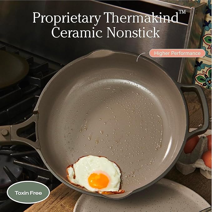 Our Place Mini Always Pan 2.0-8.5” (1.2 Qt) Nonstick, Toxin-Free Ceramic Cookware | Patented 10-in-1 Aluminum Frying & Sauté Pan | Safe for Oven, Induction & All Cooktops up to 450°F | Blue Salt