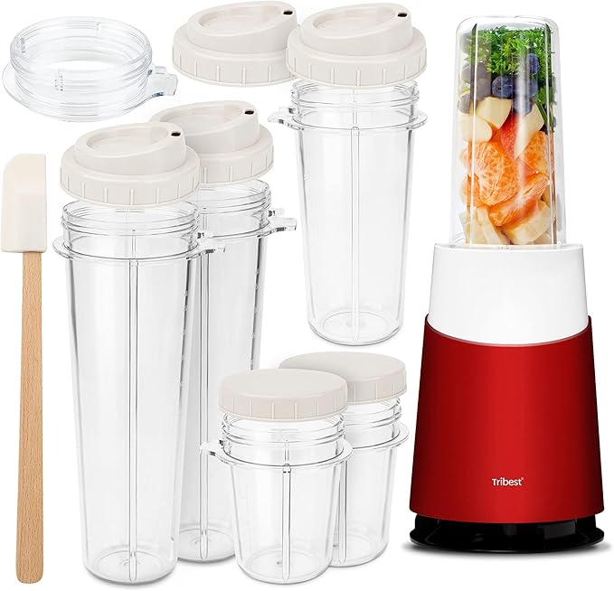 Tribest Personal Blender II, Small Portable Blender for Shakes and Smoothies with BPA-Free Cups, Red