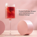 JoyJolt Elle Fluted White Wine Glasses Set of 2, 11.5oz Long Stem Wine Glasses, Unique Stemmed Cocktail Glass, Vintage Style Drinking Glass Set