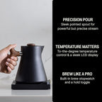 Fellow Corvo EKG Electric Tea Kettle - Electric Pour Over Coffee and Tea Pot-Quick Heating Electric Kettles-Temperature Control & Built-In Brew Timer-Matte Black with Walnut Handle-0.9 Liter