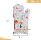Maison d' Hermine Oven Gloves 100% Cotton Oven Mitt 7" x 13" with Loop Heat Resistant, BBQ, Cooking Gloves, Baking, Grilling, Kitchen, Handling Hot Pans Spring/Summer (Pack of 1, Summer Whisper)